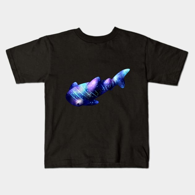 Galaxy Whale Shark Kids T-Shirt by piefanart